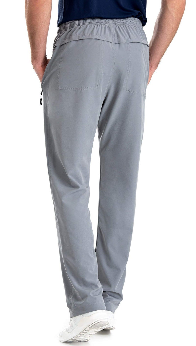 clothin Mens Workout Athletic Pants Elastic-Waist Drawstring Pants for Sport Exercise Travel,Quick-Dry,Stretchy,Light Grey,XL(37-41W x 32L) - Image 2